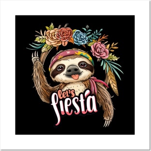 Happy sloth cinco de mayo let's fiesta Posters and Art